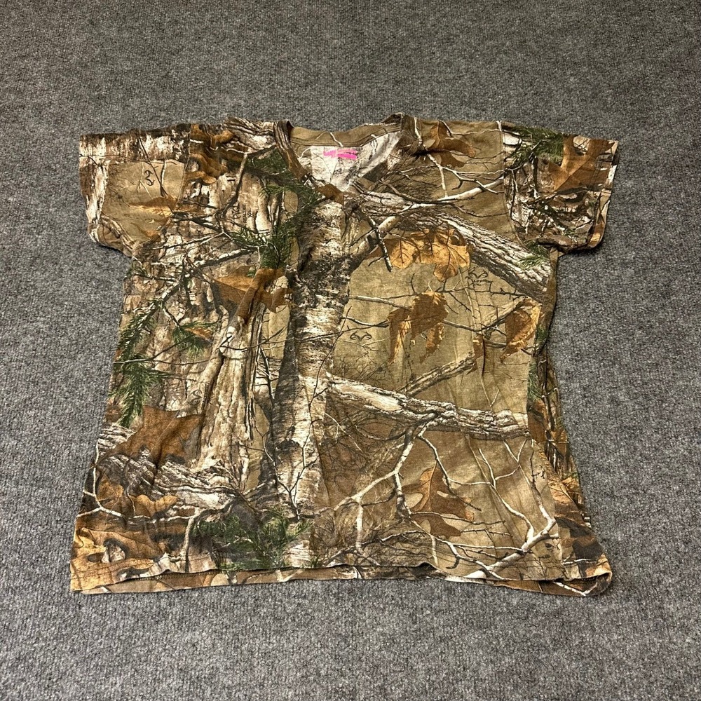 Game Winner T-Shirt Womens XL Brown Realtree Camo Short Sleeve Outdoor Hunting